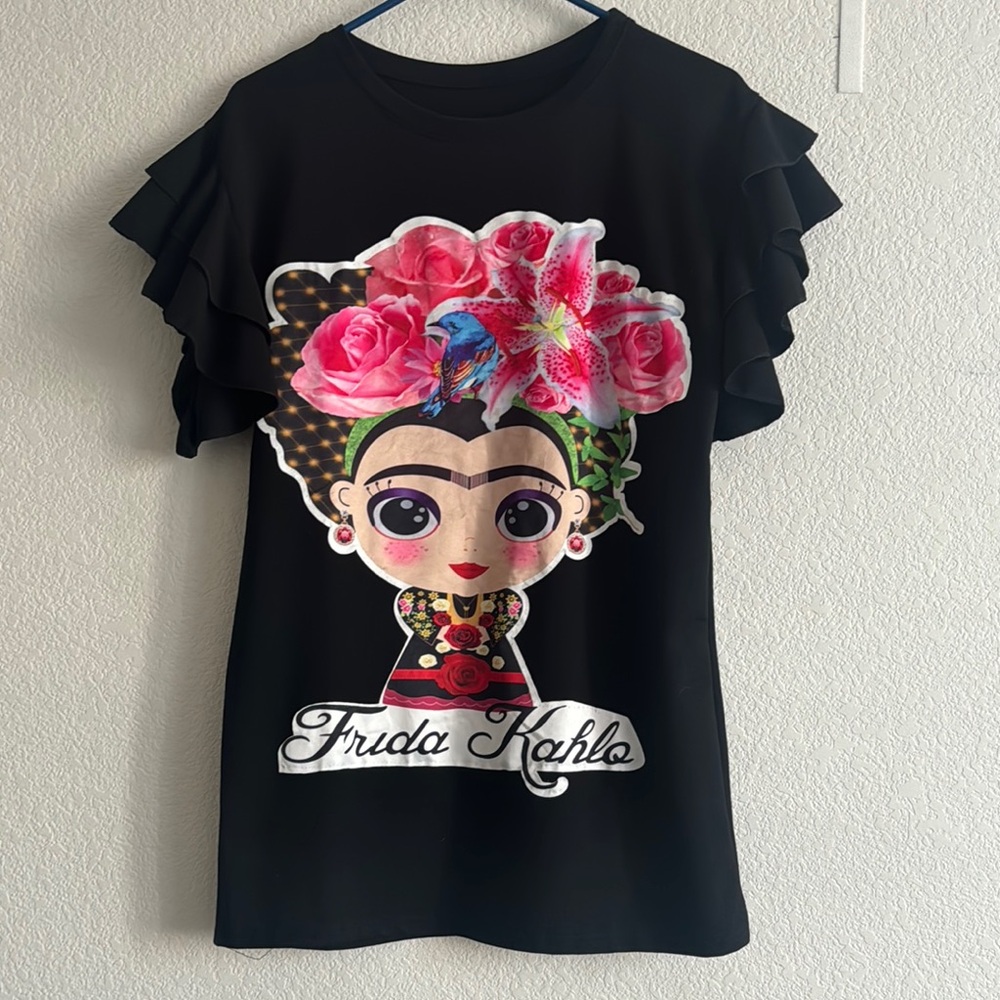 Black Frida Kahlo Graphic T-Shirt